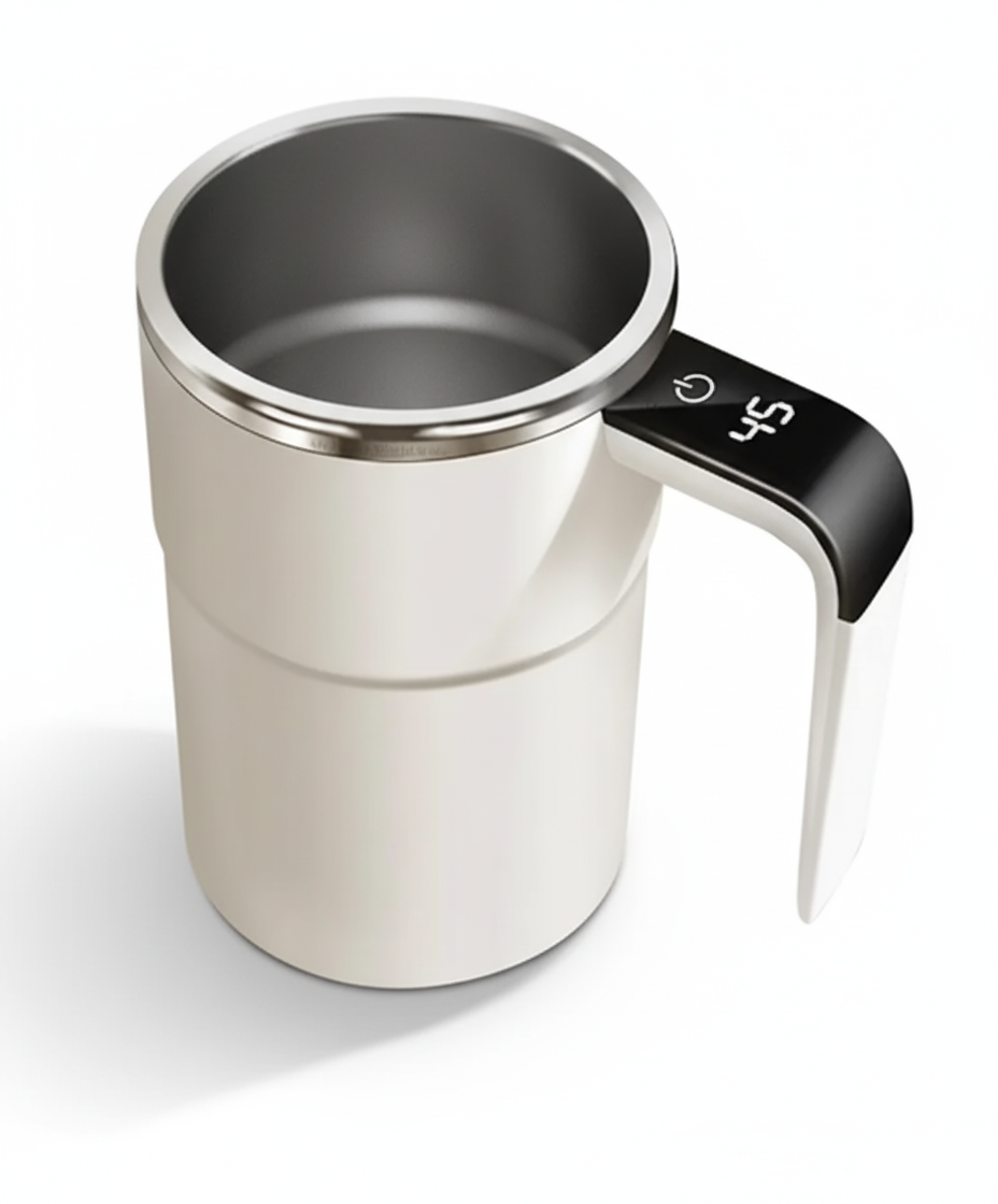 Taza mezcladora automática recargable con café – 380 ml, portátil y práctica