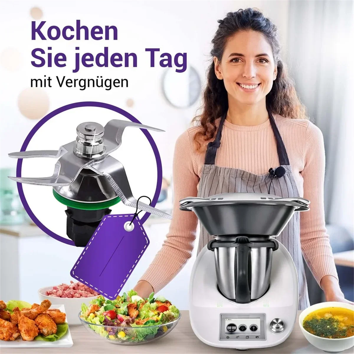 Cuchilla de repuesto compatible Thermomix® TM5 – Acero inoxidable 304, fácil instalación