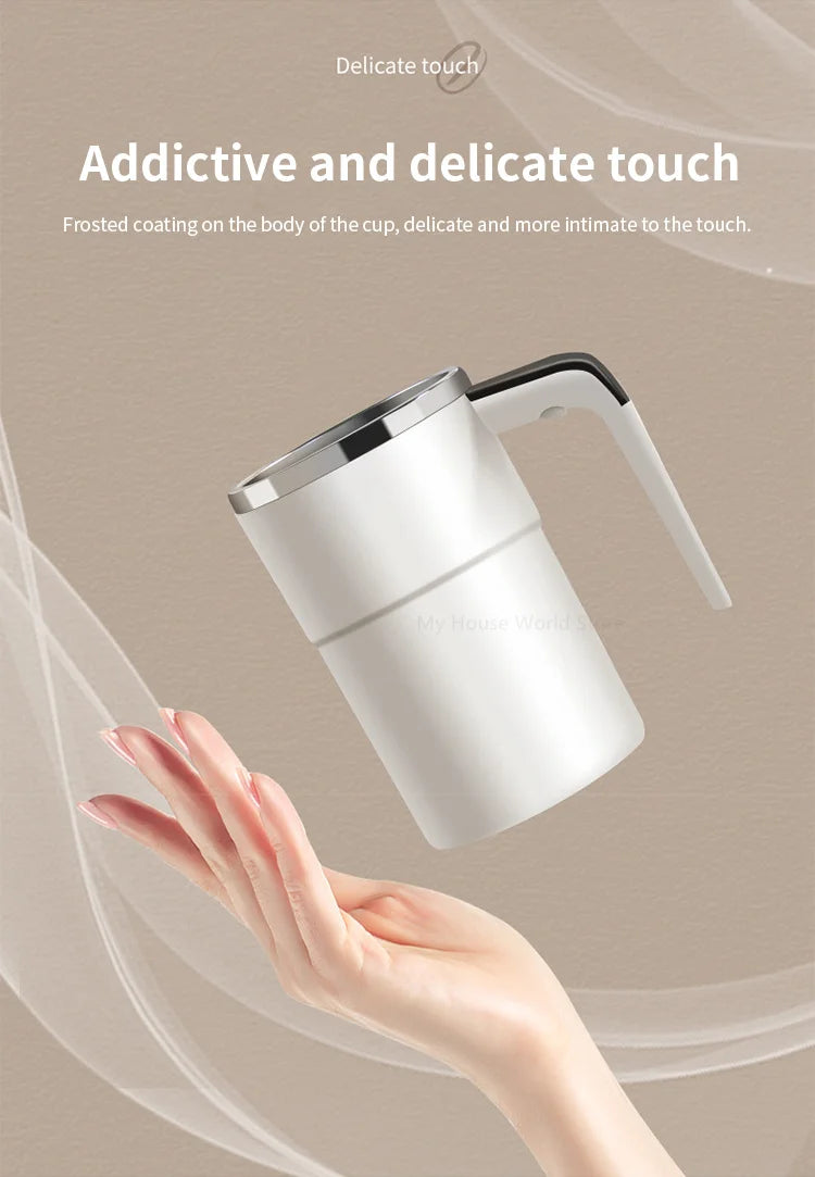 Taza mezcladora automática recargable con café – 380 ml, portátil y práctica